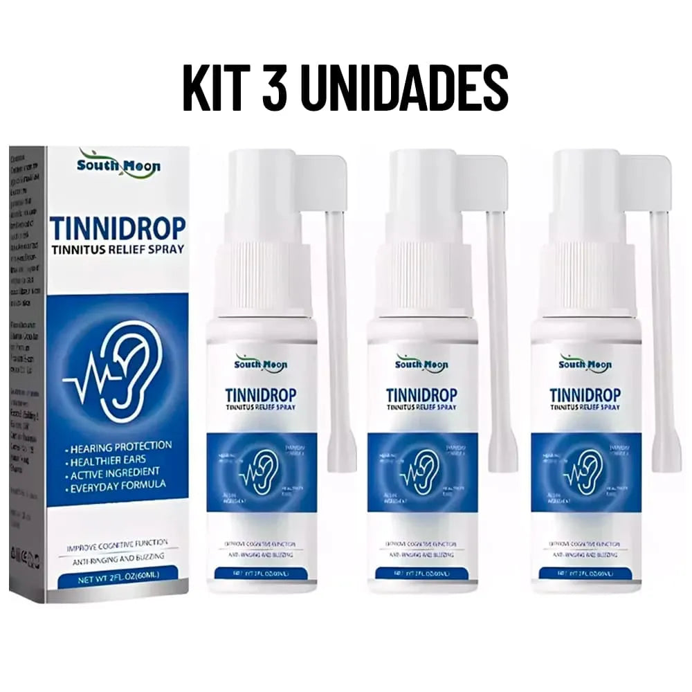 Kit 3 Tinnidrop -  Lavagem e Solução de Zumbido Nos Ouvidos