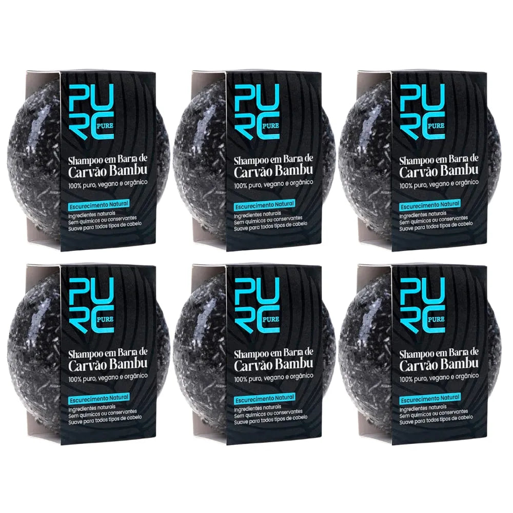 Kit 6 Pure Hair - Shampoo Escurecedor de Cabelo e Barba