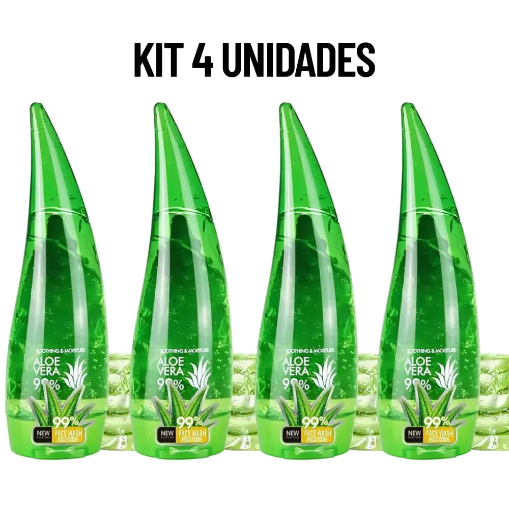 Kit 4 Gel de Aloe Vera - Hidratação, Revitalização e Alívio para a Pele